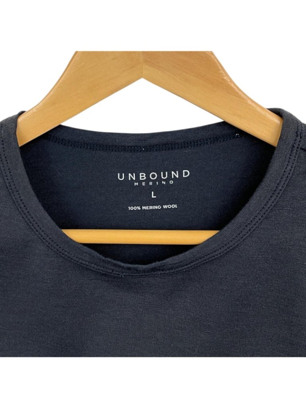 Unbound Merino Tee Shirt Mens Large Black 100% Merino Wool Crew Neck Tagless - Picture 4 of 10